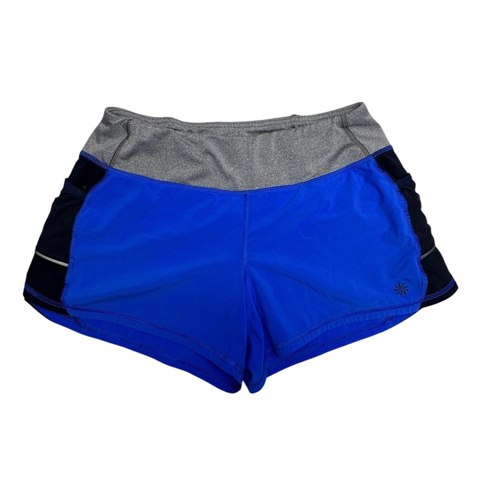Athleta Shorts Womens Small Blue Gray Colorblock Lined Running Reflective Pocket